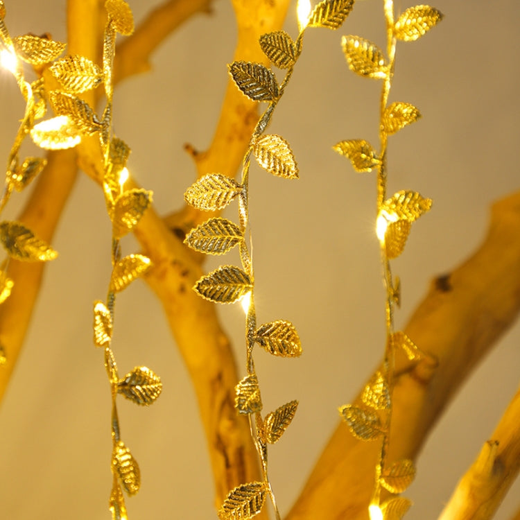 10m 100 Lights LED Artificial Golden Leaf Vine Light String For Christmas Holiday Decoration