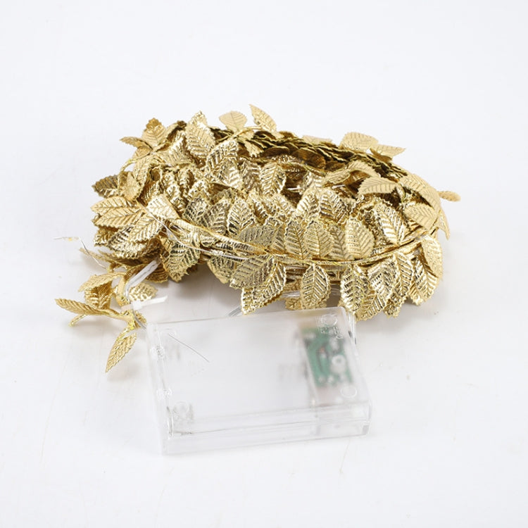2m 20 Lights LED Artificial Golden Leaf Vine Light String For Christmas Holiday Decoration