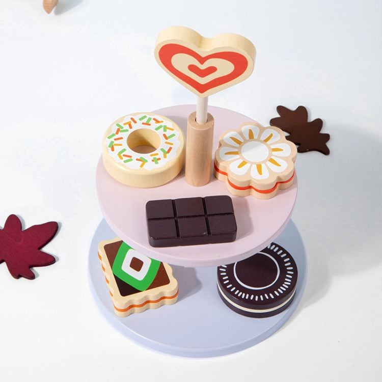 Children Pretend Play Simulation Afternoon Tea Dual Tier Dessert Rack Boys And Girls Kitchen Toys