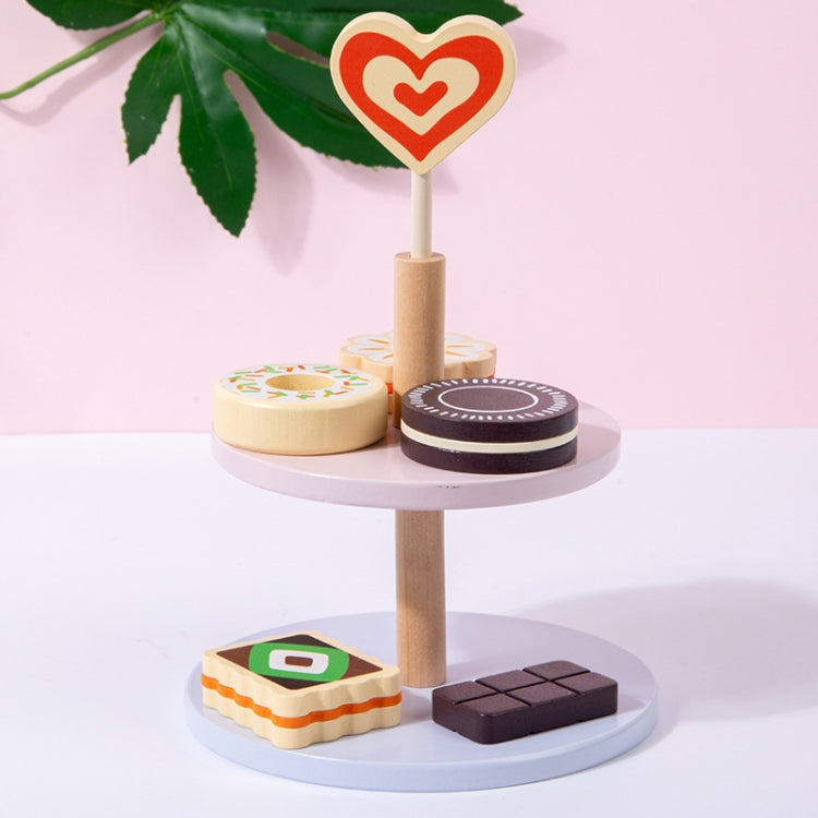 Children Pretend Play Simulation Afternoon Tea Dual Tier Dessert Rack Boys And Girls Kitchen Toys