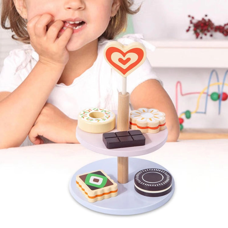 Children Pretend Play Simulation Afternoon Tea Dual Tier Dessert Rack Boys And Girls Kitchen Toys