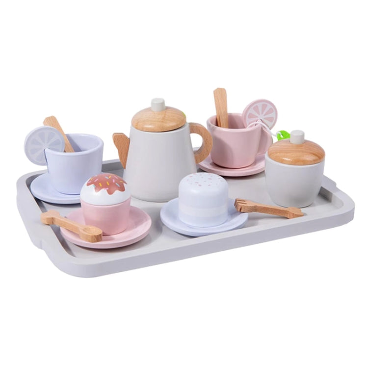 17pcs /Set Children Pretend Play Wooden Afternoon Tea Toy Simulation Fun Interactive Boys and Girls Toys