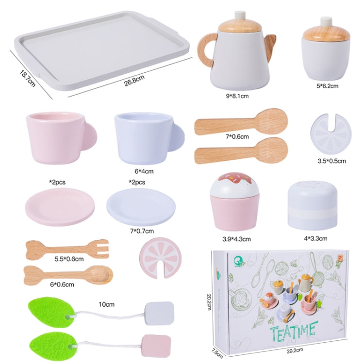 17pcs /Set Children Pretend Play Wooden Afternoon Tea Toy Simulation Fun Interactive Boys and Girls Toys
