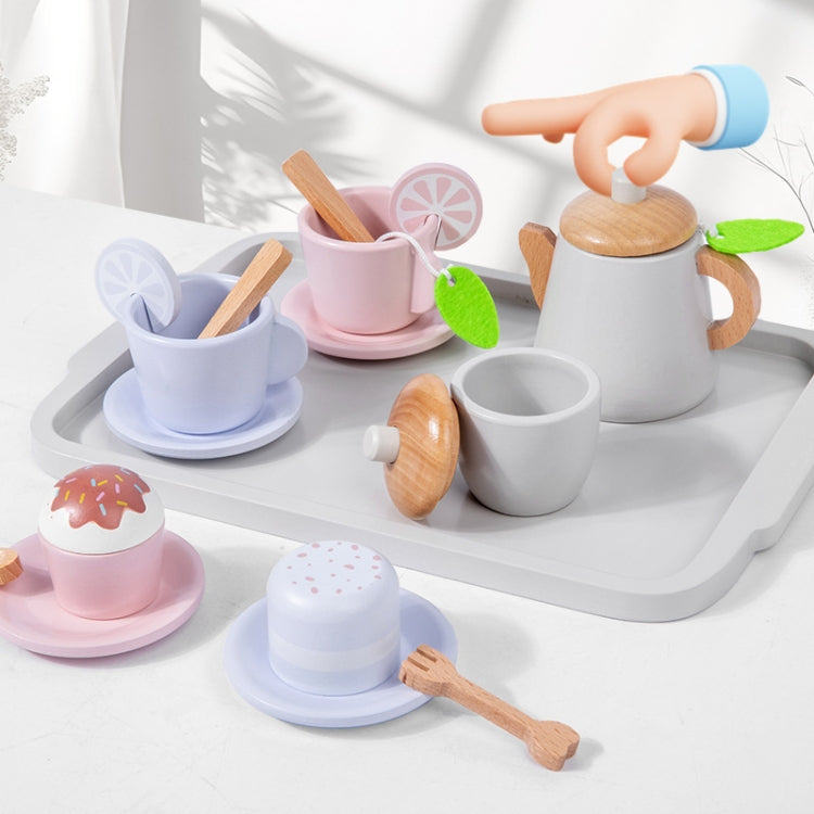 17pcs /Set Children Pretend Play Wooden Afternoon Tea Toy Simulation Fun Interactive Boys and Girls Toys