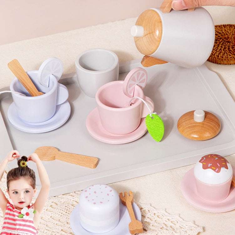 17pcs /Set Children Pretend Play Wooden Afternoon Tea Toy Simulation Fun Interactive Boys and Girls Toys