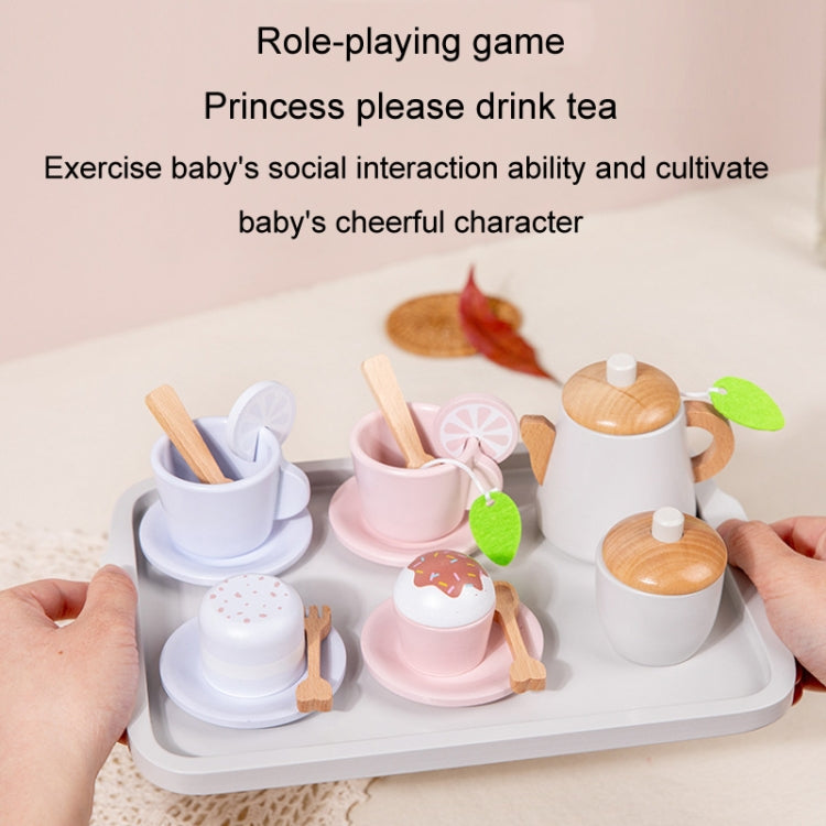 17pcs /Set Children Pretend Play Wooden Afternoon Tea Toy Simulation Fun Interactive Boys and Girls Toys
