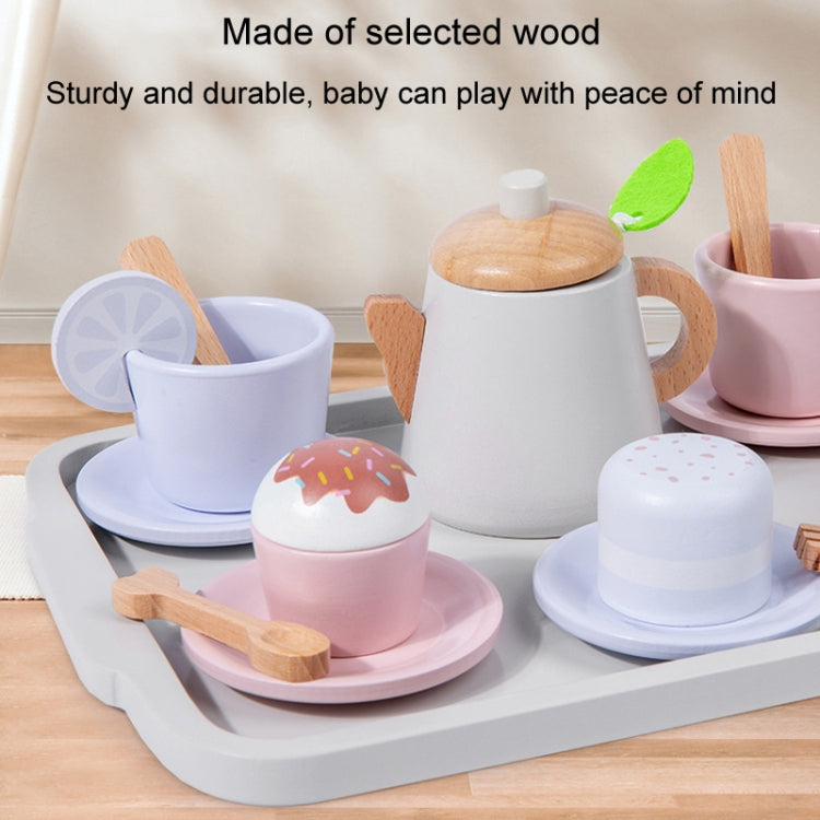 17pcs /Set Children Pretend Play Wooden Afternoon Tea Toy Simulation Fun Interactive Boys and Girls Toys