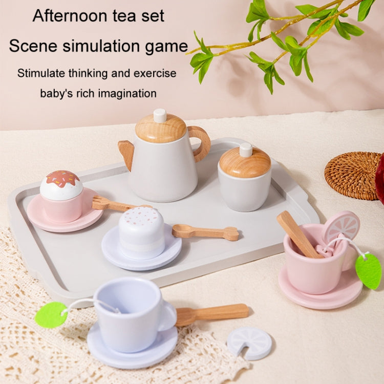 17pcs /Set Children Pretend Play Wooden Afternoon Tea Toy Simulation Fun Interactive Boys and Girls Toys