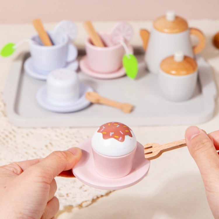 17pcs /Set Children Pretend Play Wooden Afternoon Tea Toy Simulation Fun Interactive Boys and Girls Toys