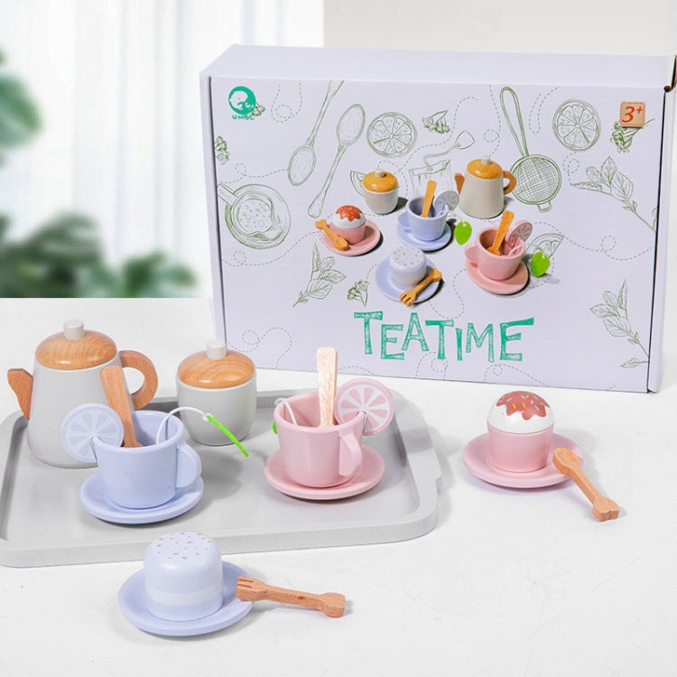 17pcs /Set Children Pretend Play Wooden Afternoon Tea Toy Simulation Fun Interactive Boys and Girls Toys