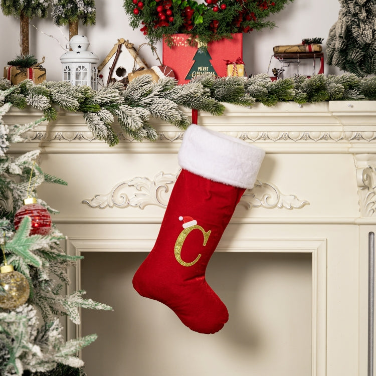 Velvet Alphabet Stock Christmas Decoration Supplies DIY Gift Stock, Style: C