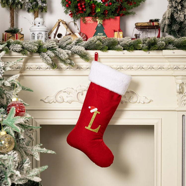Velvet Alphabet Stock Christmas Decoration Supplies DIY Gift Stock, Style: L