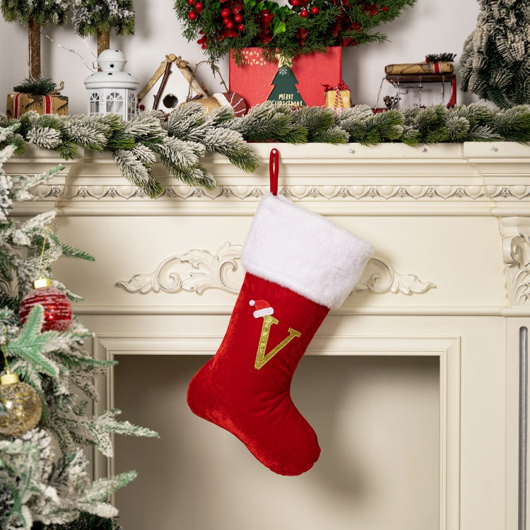 Velvet Alphabet Stock Christmas Decoration Supplies DIY Gift Stock, Style: V
