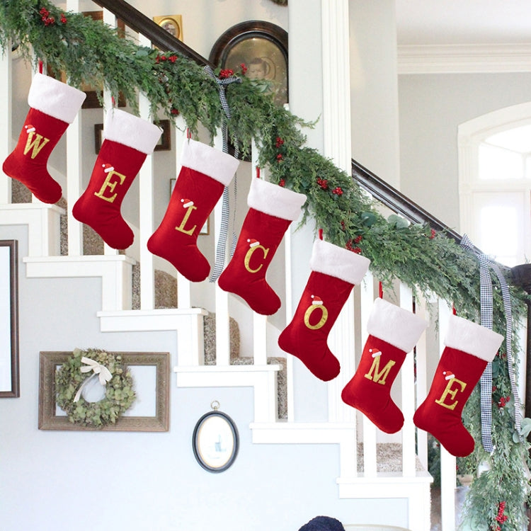 Velvet Alphabet Stock Christmas Decoration Supplies DIY Gift Stock, Style: C