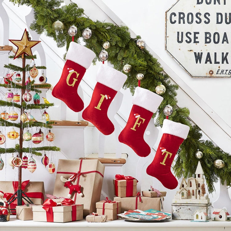 Velvet Alphabet Stock Christmas Decoration Supplies DIY Gift Stock, Style: R
