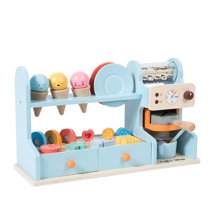 Children Wooden Ice Cream Coffee Machine Combo Mold Kit Puzzle Pretend Play Toy Boys Girls Birthday Gift