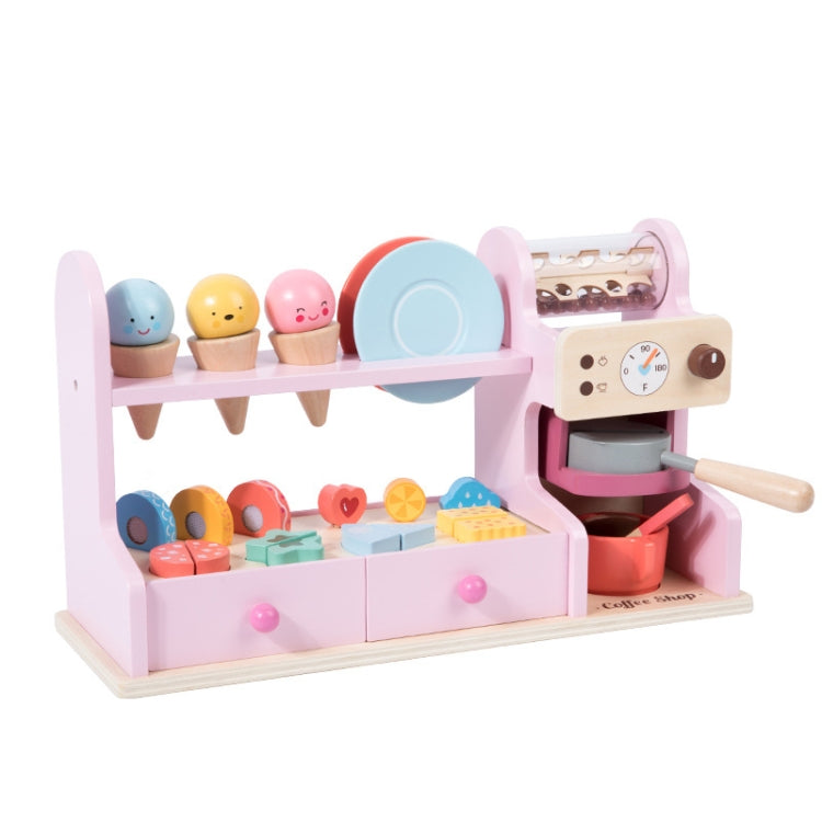 Children Wooden Ice Cream Coffee Machine Combo Mold Kit Puzzle Pretend Play Toy Boys Girls Birthday Gift
