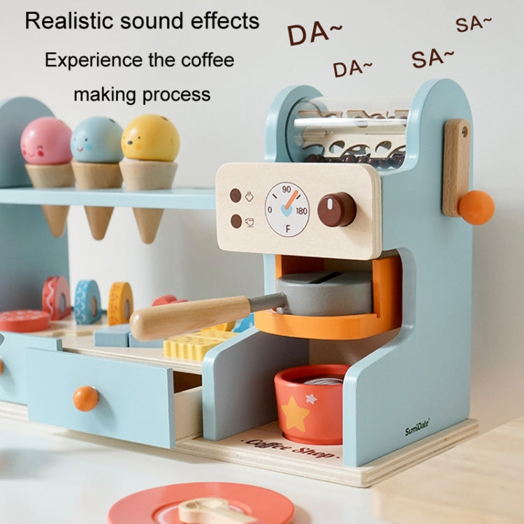 Children Wooden Ice Cream Coffee Machine Combo Mold Kit Puzzle Pretend Play Toy Boys Girls Birthday Gift