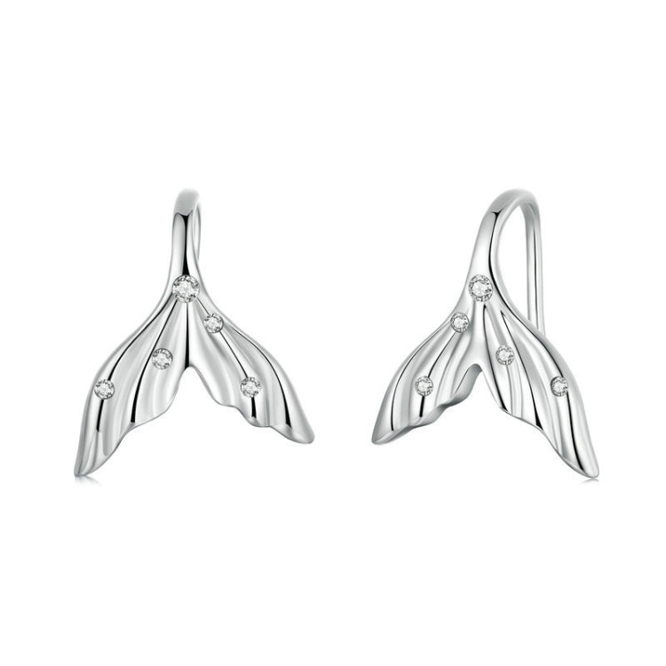 S925 Sterling Silver Oxidized Ocean Style Fishtail Earrings - SCE1807