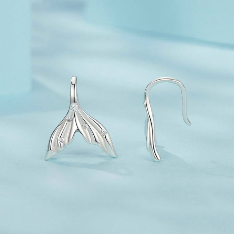 S925 Sterling Silver Oxidized Ocean Style Fishtail Earrings - SCE1807