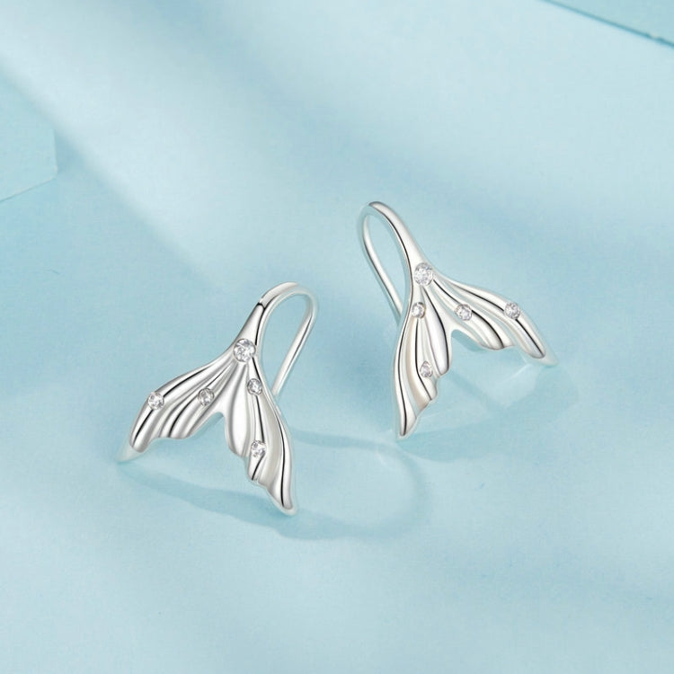S925 Sterling Silver Oxidized Ocean Style Fishtail Earrings - SCE1807