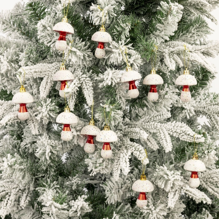 6pcs /Box 7cm Electroplated Mushroom Christmas Tree Hanging Christmas Decoration - Red