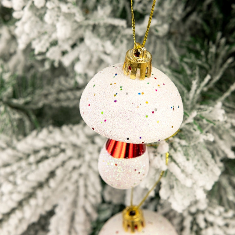 6pcs /Box 7cm Electroplated Mushroom Christmas Tree Hanging Christmas Decoration - Red
