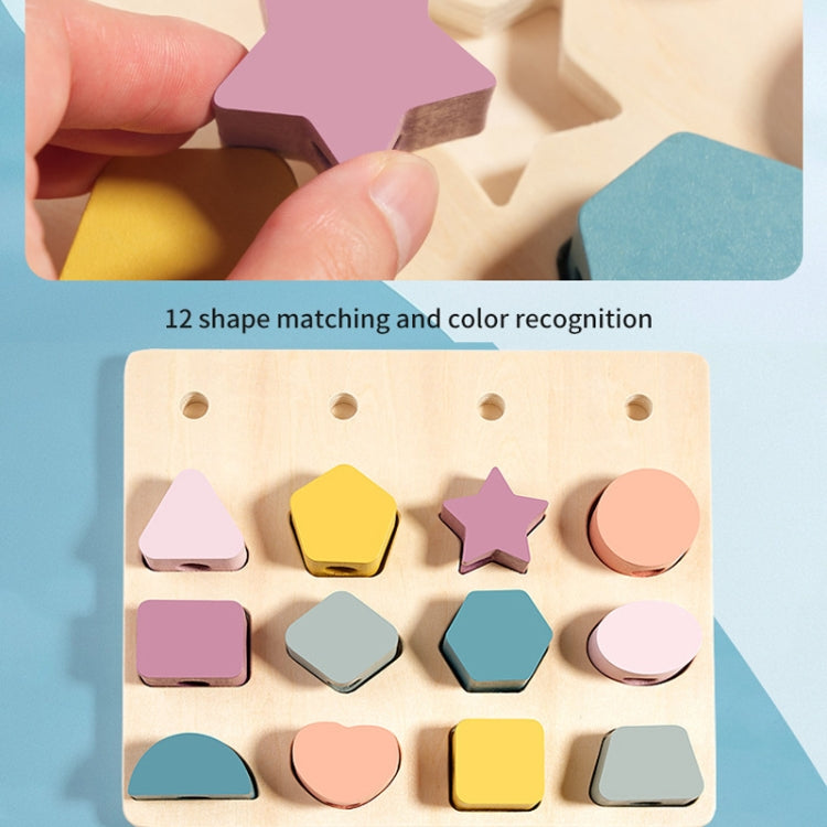 Treehole Children Wooden Geometric Shape Matching Puzzle Game Color Cognition Threading Beads Enlightenment Toy