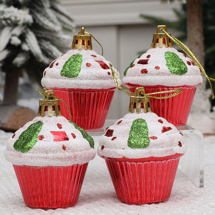 4pcs /Box Glossy Round Pastry Christmas Balls Painted Christmas Tree Hanging Decoration