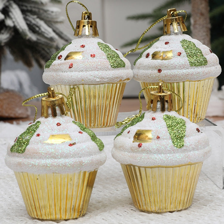 4pcs /Box Glossy Round Pastry Christmas Balls Painted Christmas Tree Hanging Decoration