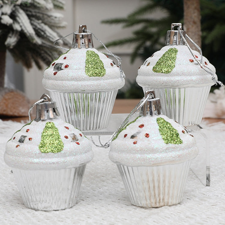 4pcs /Box Glossy Round Pastry Christmas Balls Painted Christmas Tree Hanging Decoration