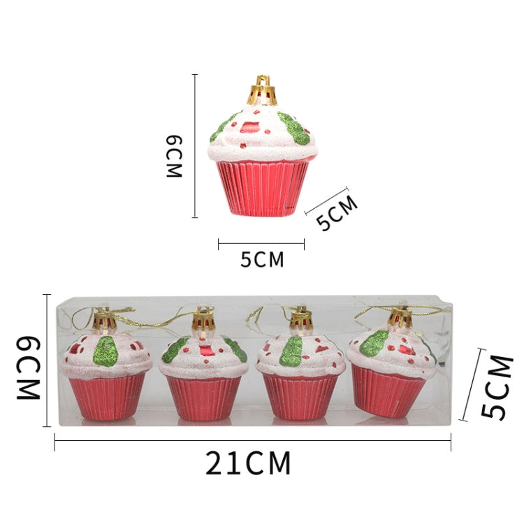 4pcs /Box Glossy Round Pastry Christmas Balls Painted Christmas Tree Hanging Decoration