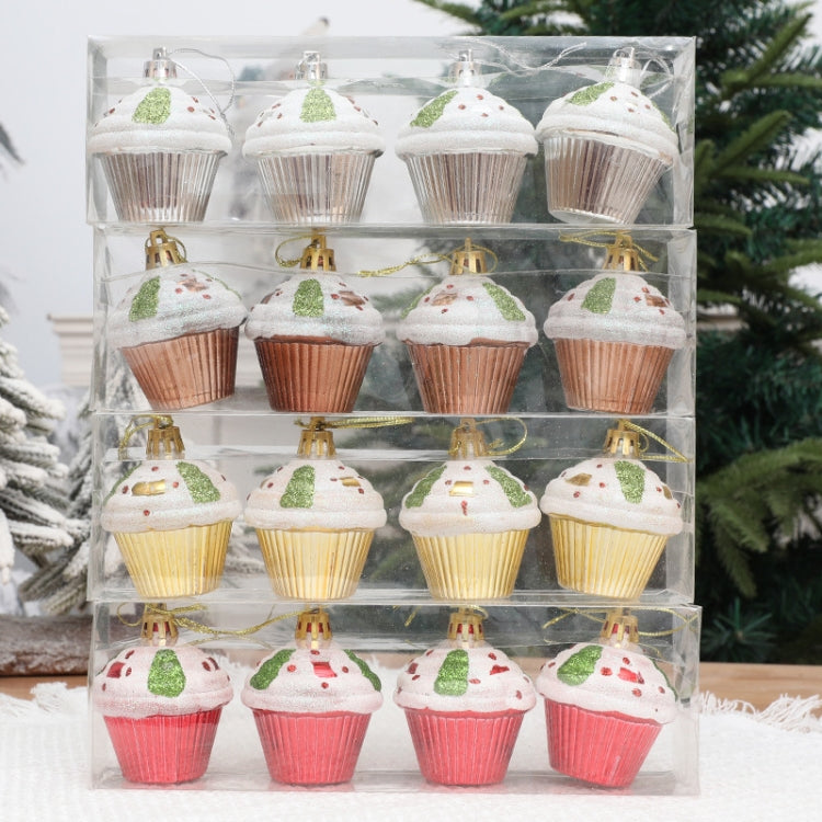 4pcs /Box Glossy Round Pastry Christmas Balls Painted Christmas Tree Hanging Decoration