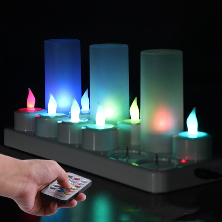 12pcs /Set Rechargeable Candle Lamp Colorful Lighting Romantic Holiday Light with Remote Control