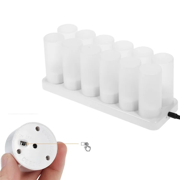 12pcs /Set Rechargeable Candle Lamp Colorful Lighting Romantic Holiday Light with Remote Control