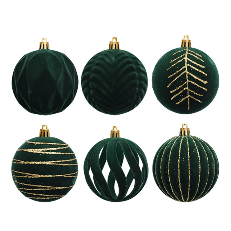 6pcs /Box 8cm Flocking Christmas Tree Hanging Balls Window Decoration Velvet Balls