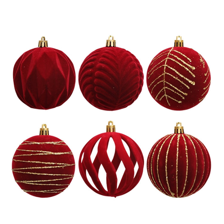 6pcs /Box 8cm Flocking Christmas Tree Hanging Balls Window Decoration Velvet Balls