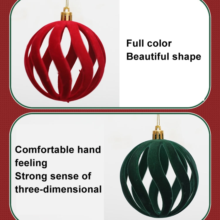 6pcs /Box 8cm Flocking Christmas Tree Hanging Balls Window Decoration Velvet Balls