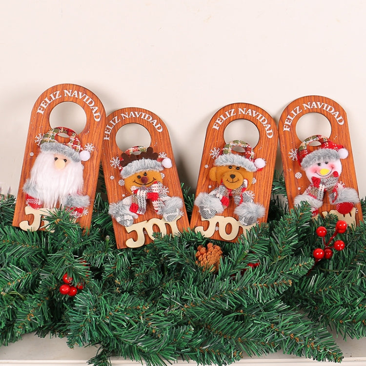 Christmas Cartoon Door Handle Wooden Plaque Hanging Decoration
