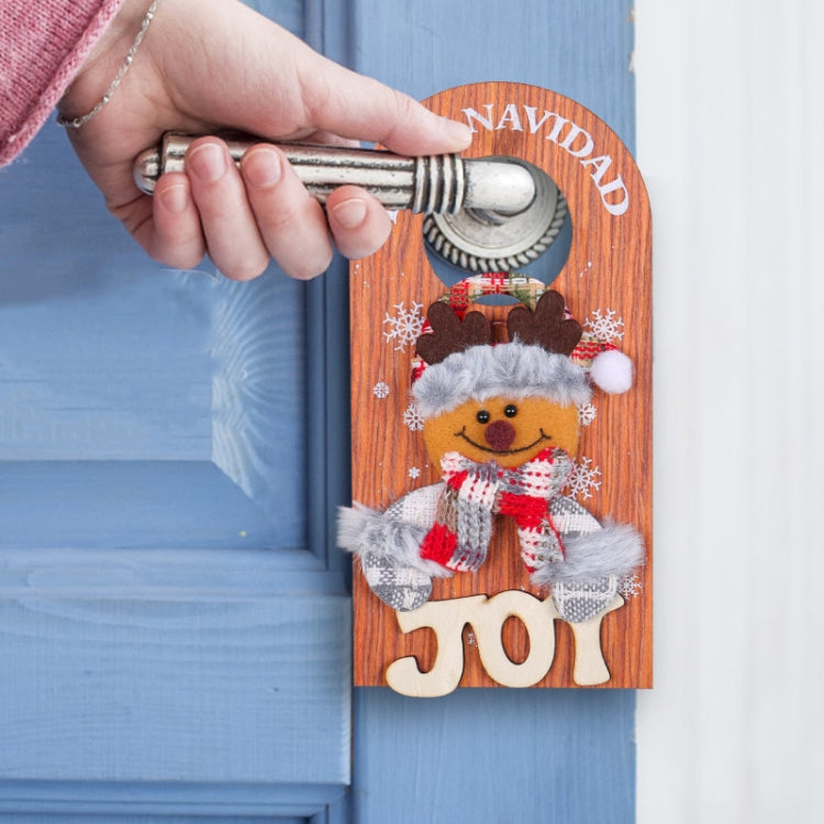 Christmas Cartoon Door Handle Wooden Plaque Hanging Decoration