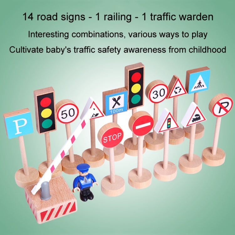 16pcs /Set Children Wooden Toy Street Traffic Signs Model Cars Early Learning Safety Cognitive Road Signs