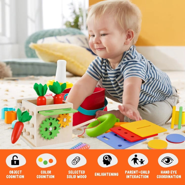8 In 1 Montessori Sorting Matching Educational Toys Pull Carrots Children Catching Worms Fishing Puzzle Nail Board Coin Box