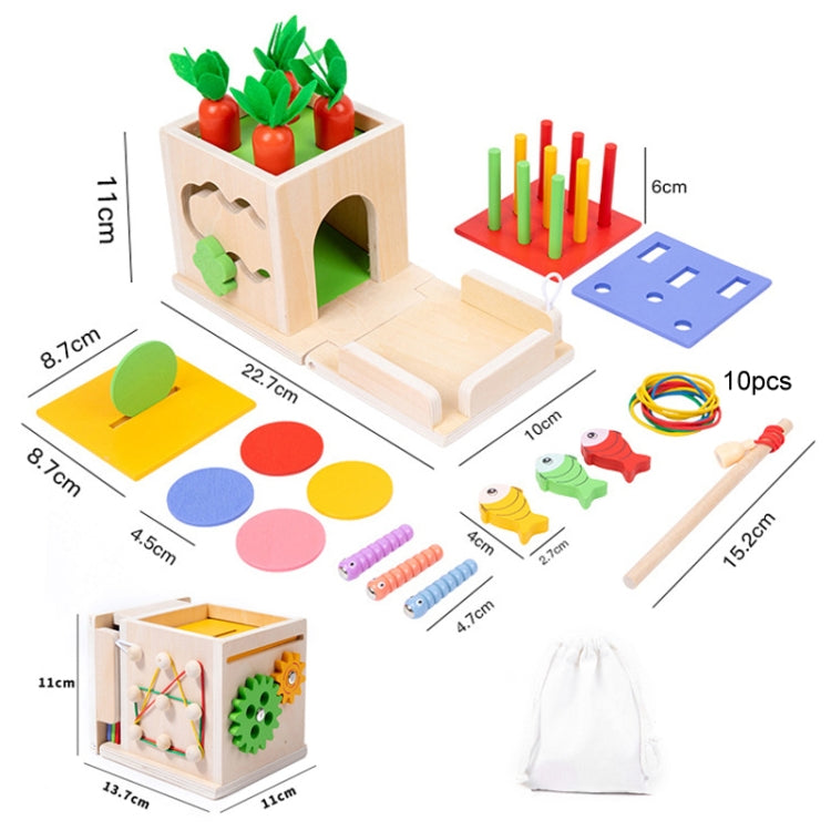 8 In 1 Montessori Sorting Matching Educational Toys Pull Carrots Children Catching Worms Fishing Puzzle Nail Board Coin Box