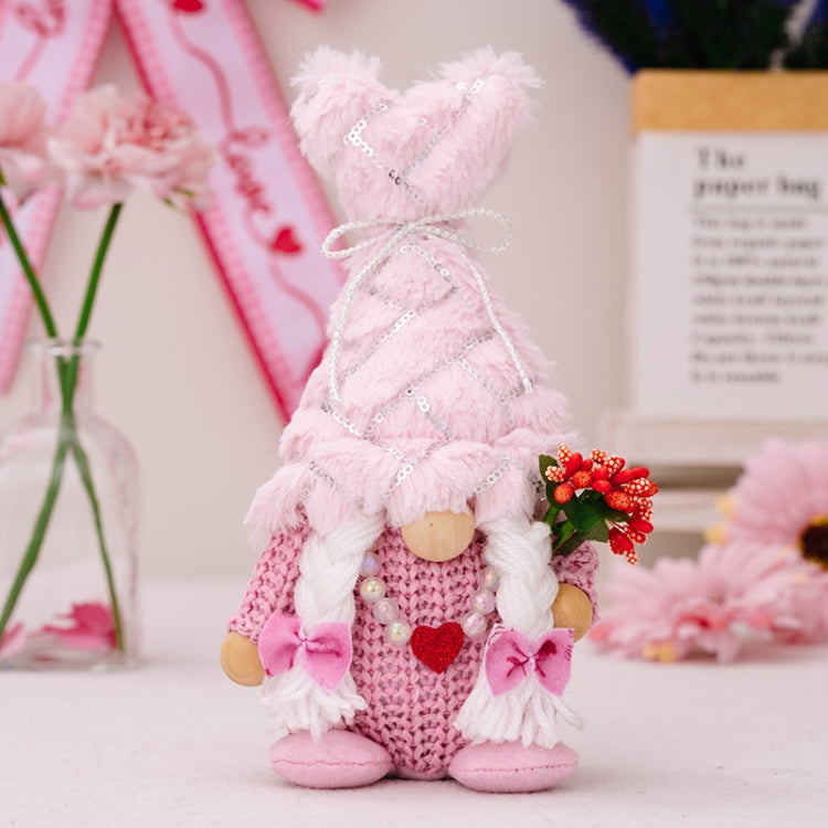 Christmas Love Pompom Hat Standing Figure Valentine Day Forest Doll Decoration