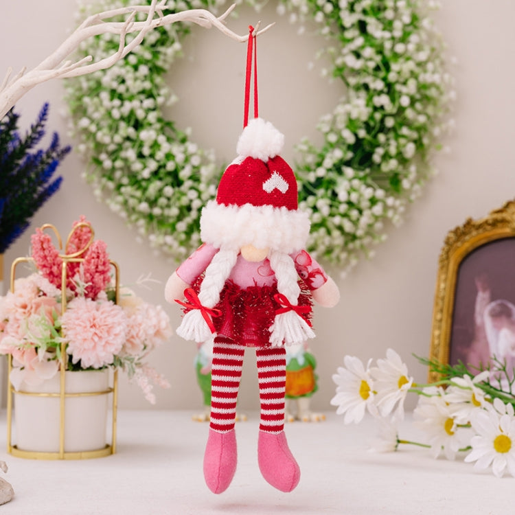 Christmas Wool Ball Knitted Hat Doll Pendant Valentine Day Decoration Knitted Rudolph Hanging Legs Dolls
