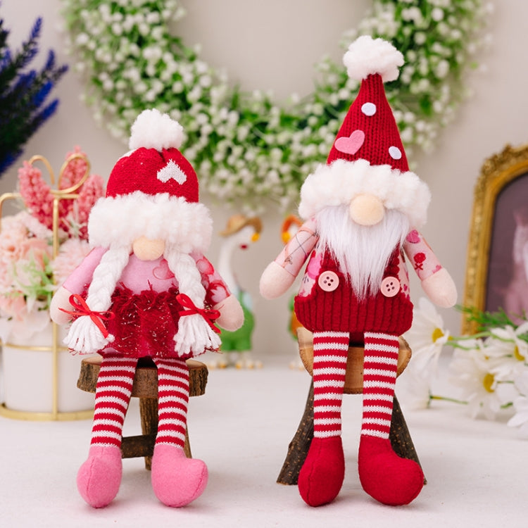 Christmas Wool Ball Knitted Hat Doll Pendant Valentine Day Decoration Knitted Rudolph Hanging Legs Dolls