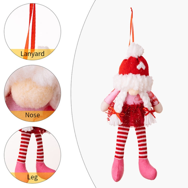 Christmas Wool Ball Knitted Hat Doll Pendant Valentine Day Decoration Knitted Rudolph Hanging Legs Dolls