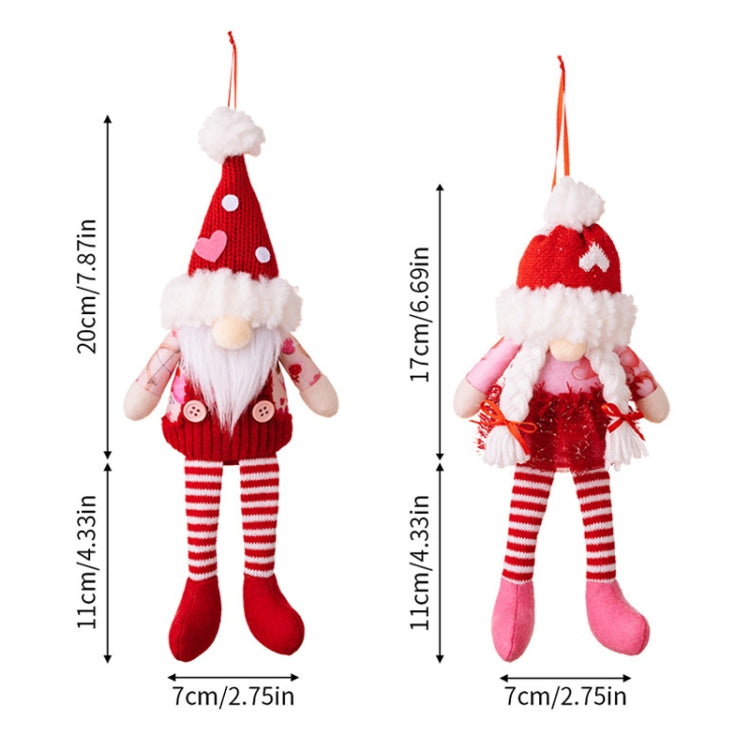 Christmas Wool Ball Knitted Hat Doll Pendant Valentine Day Decoration Knitted Rudolph Hanging Legs Dolls