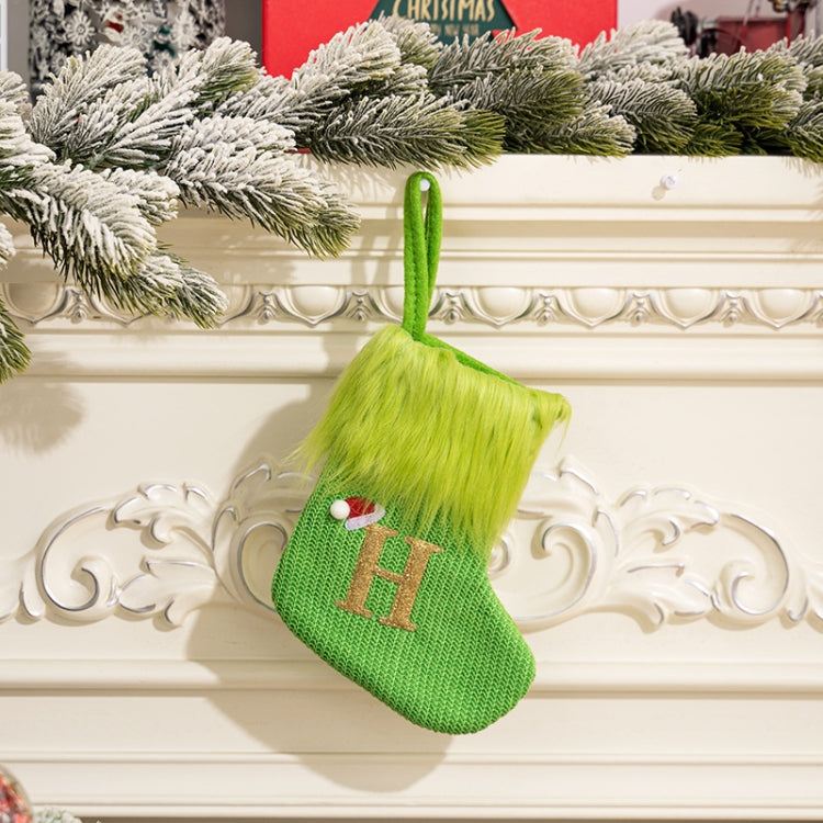 Knitted Letter Christmas Sock DIY Home Hangings, Style: H