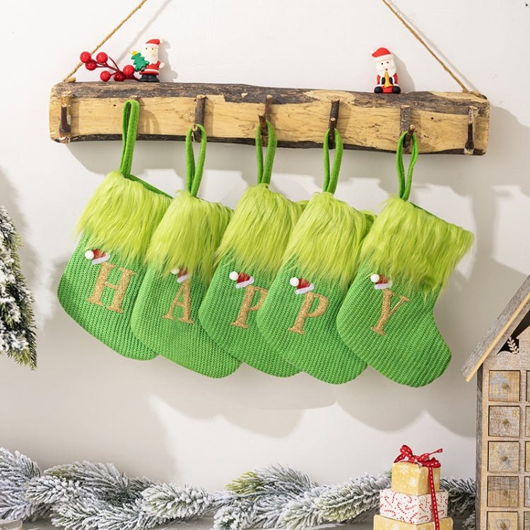 Knitted Letter Christmas Sock DIY Home Hangings, Style: A